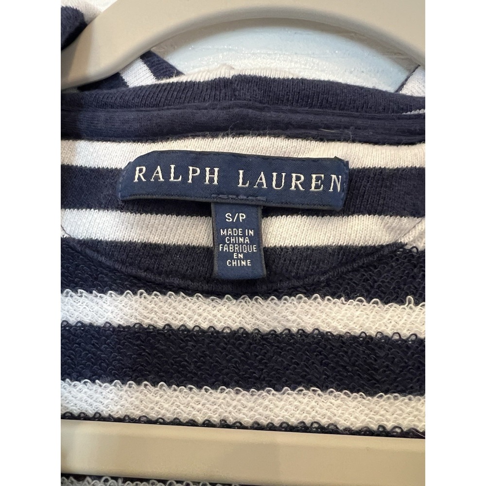 Ralph Lauren Hoodie Cotton Viscose Navy Striped Nautical Preppy Zip Up S/P - Picture 3 of 14